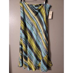 Valerie Stevens Sportswear Separates Striped Polka Dot Silk Skirt Plus Size 18W